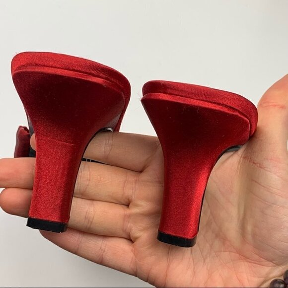 Mooties Tootsies collection heels size 7.5 deep crimson red satin formal - Picture 8 of 12